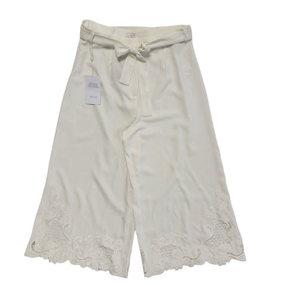 River Island Luxe Modern White belted Wide Leg Trouser Womens UK 16 W34 L23 BNWT