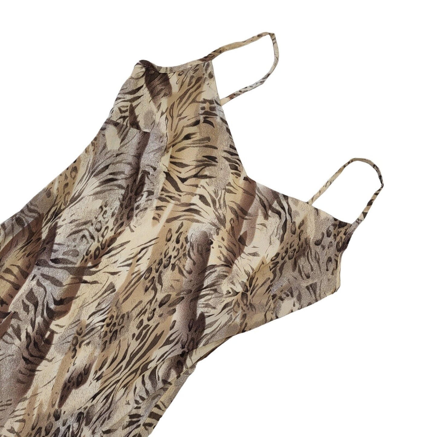 Vintage Per Una 90s Beige Tiger Print Dress Uk Women's Size 10