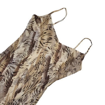 Vintage Per Una 90s Beige Tiger Print Dress Uk Women's Size 10