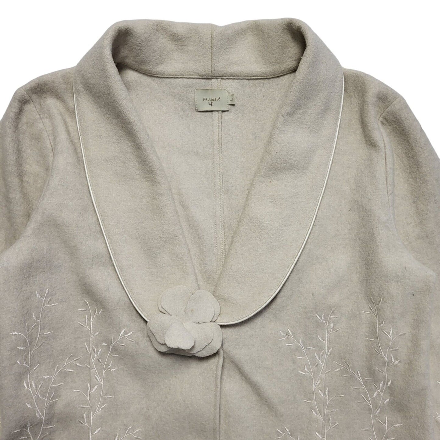 Fransa Stone Wool Dress Jacket Uk Women's Size Large