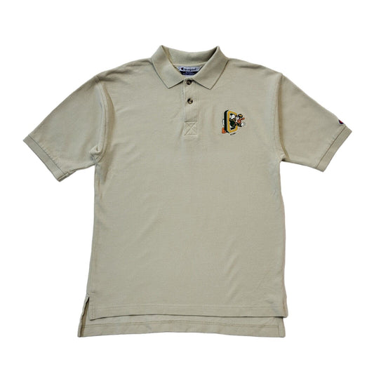 Champion 90s Vintage Oregon Ducks Beige Short Sleeve Polo Shirt Men's Size Small