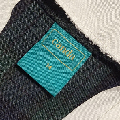 Canda Vintage 70s Blue Green Check 3/4 Sleeve Dress Uk Women's Size 14 W32