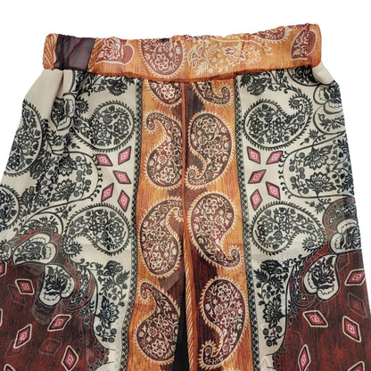 Rinascimento 90s Orange Red Abstract Wide Leg Trousers Uk Women's S W26 L32