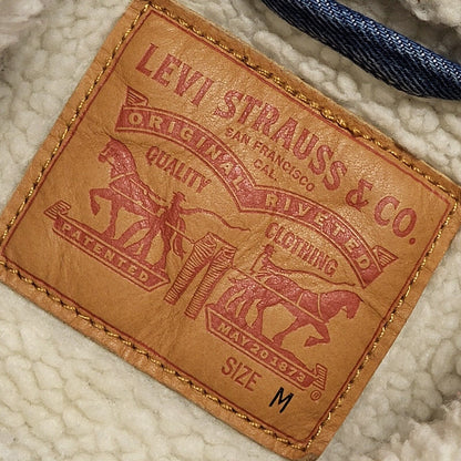 Levi's Light Blue Button Denim Fleece Sherpa Jacket Uk Men's Size M