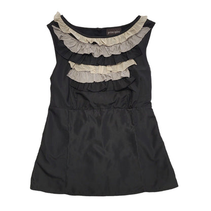 Principles Black & Beige Ruffle Sleeveless Top Womens UK Size 10
