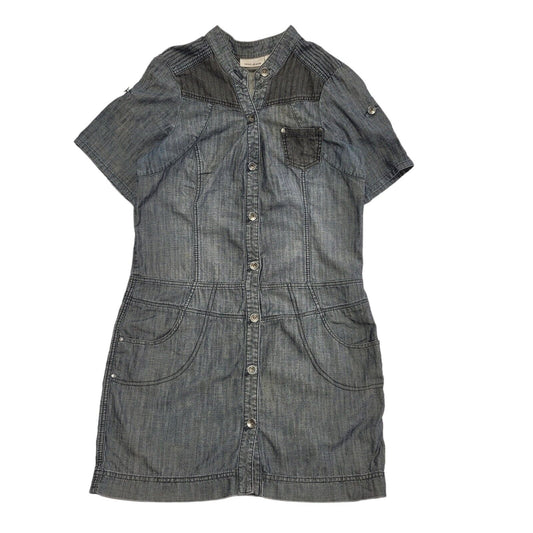 DKNY Jeans Denim Blue Button Up Short Sleeve Dress Womens Size XL