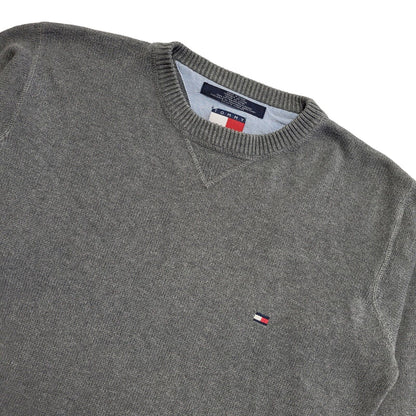 Tommy Hilfiger 90's Jumper Grey V-Neck Long Sleeve Mens UK S
