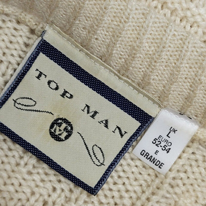 Topman Vintage 80's Beige Cable-Knit Jumper Uk Men's Size Large