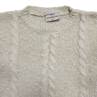 Debenhams 80s Vintage White Acrylic Round Neck Jumper Uk Women's Size Medium