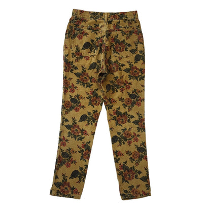 Clark 90s Tan & Floral Tapered Highwaist Corduroy Trousers Women's W28 L30