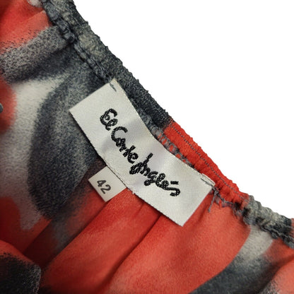 El Corte Ingles Y2k Red Abstract 3/4 Sleeve Blouse Uk Women's size 14