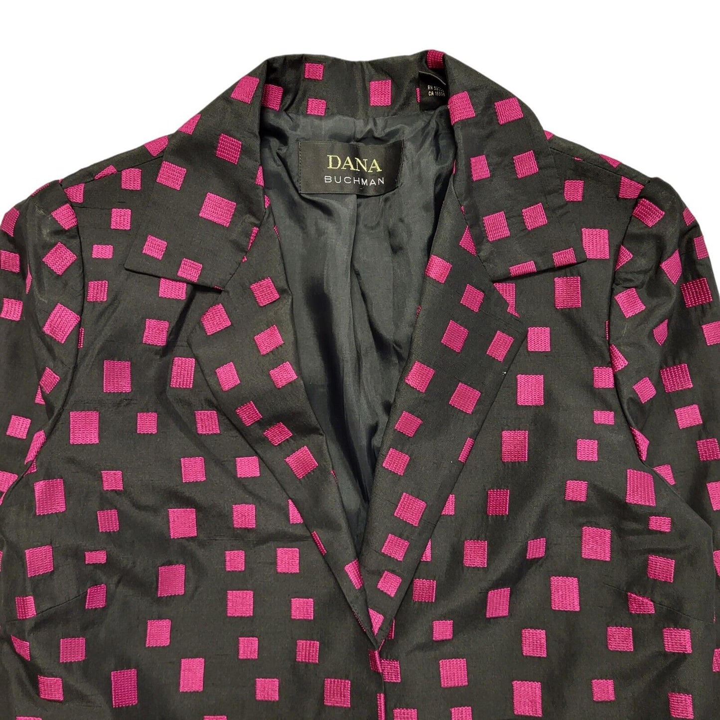 Dana Buchman Vintage 80's Black Pink Box Open Blazer Jacket Women's UK Size 10