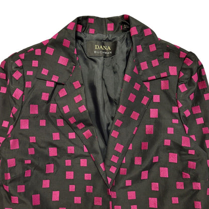 Dana Buchman Vintage 80's Black Pink Box Open Blazer Jacket Women's UK Size 10