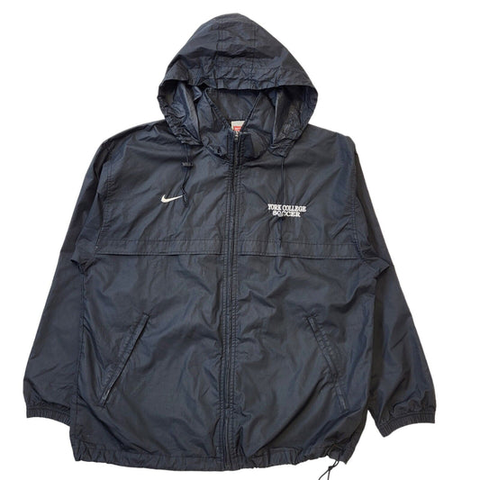 Nike 90s Vintage Black York College Hooded Jacket Men's Size Medium