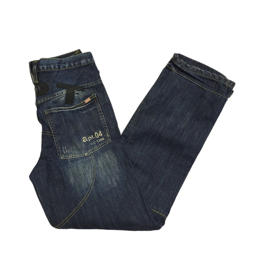 Apt 04 90s Dark Blue Straight Leg Denim Jeans Uk Men's Size S W30 L34