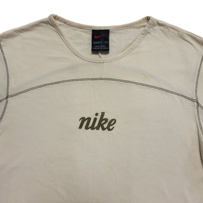 Nike 90s Vintage Beige Round Neck T-Shirt Uk Women's Size Medium