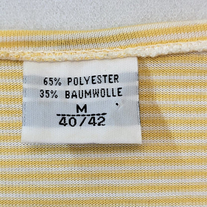 80s Vintage Yellow Striped Short Sleeve Button-Up Blouse Women's M