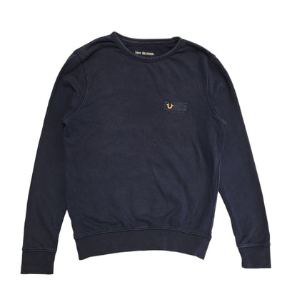 True Religion Y2K Navy Blue Round Neck Sweatshirt Uk Men's Size Large