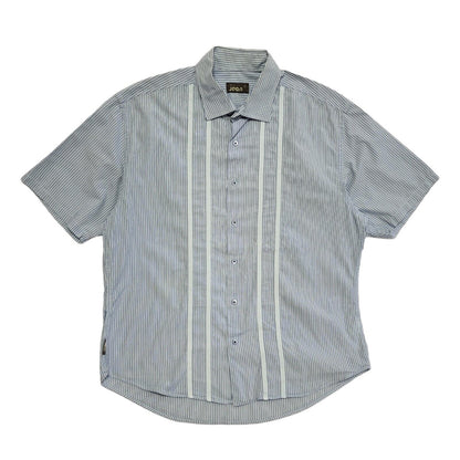 Ted Baker Vintage Y2K  Blue White Striped Short Sleeve Shirt Men's UK L