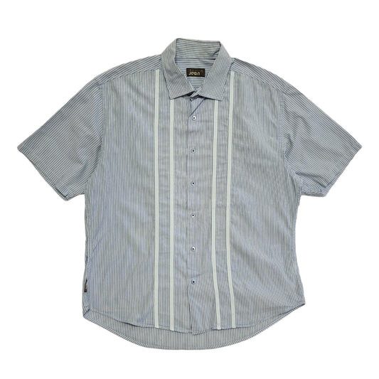 Ted Baker Vintage Y2K  Blue White Striped Short Sleeve Shirt Men's UK L