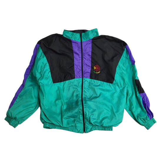 Reebok Green,Purple & Black Vintage 80's Sports Jacket UK Men's Size L