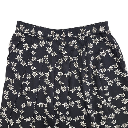 Marks and Spencer Vintage 90's Black Floral Pleated Midi Skirt Womens UK 14