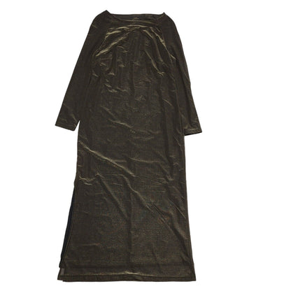 Marks And Spencer Vintage 80's Gold Long Sleeve Shift Long Dress Womens UK 14