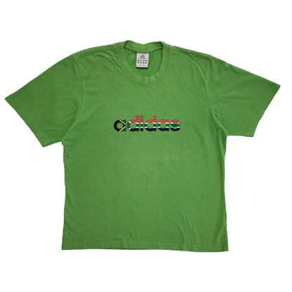 Adidas Green Logo Print Vintage 90s T-Shirt Uk Men's Size XL