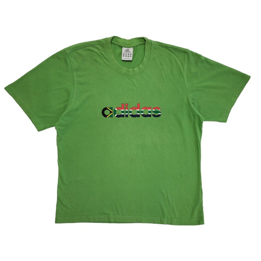 Adidas Green Logo Print Vintage 90s T-Shirt Uk Men's Size XL