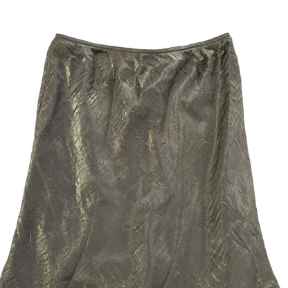 Roman Vintage 90's Green Metallic Long Ruffle Skirt Womens UK Size 16 W34