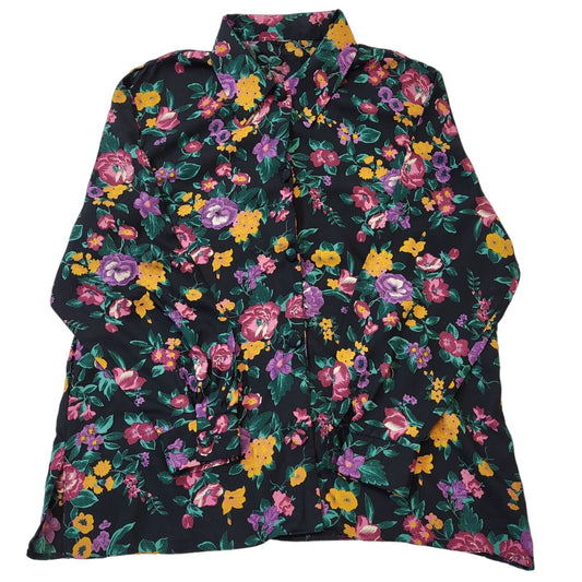 90's Vintage Multicoloured Floral Long Sleeve Shirt Womens UK Size 20