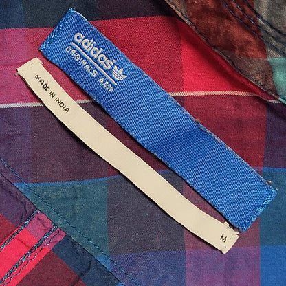Adidas Vintage 80's Blue & Pink Checked Long Sleeve Shirt Men's UK Size M