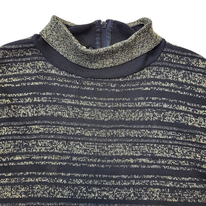 70s Vintage Hutchisons Black & Gold Roll Neck Jumper Women's Size M Eu 38