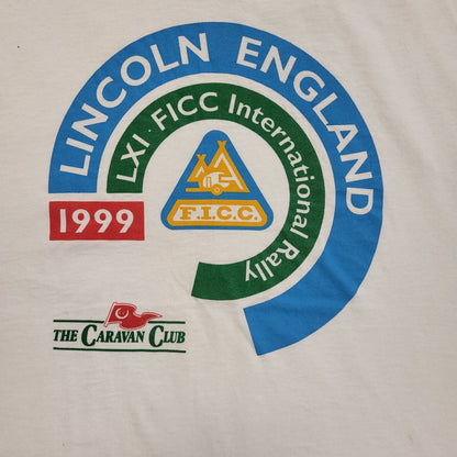 FICC Rally Caravan Club White Lincoln England Vintage 90s T-Shirt Men's Size XXL