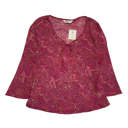 Dorothy Perkins Vintage 90s Pink Paisley 3/4 Sleeve Blouse BNWT Womens UK 14