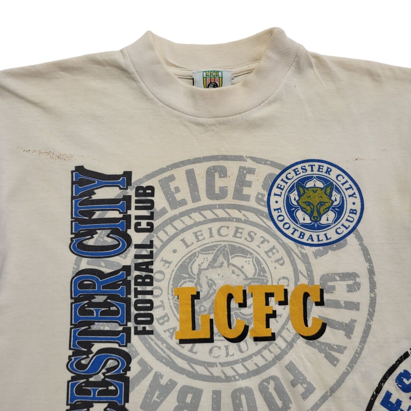 Vintage Leicester City 90s LCFC White T-Shirt Uk Men's Size M