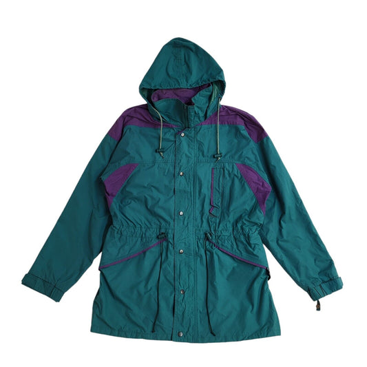 Regatta Vintage 80s Green & Purple Hooded Jacket Uk Men's Size Small