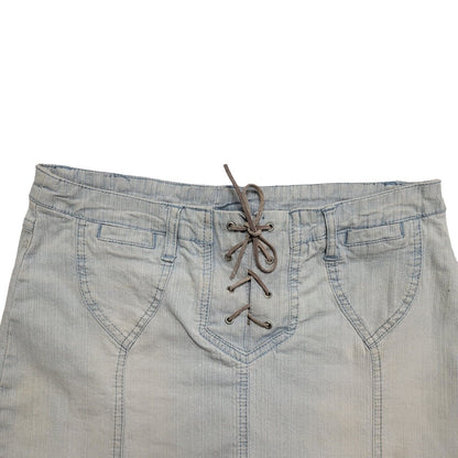 Pilot Y2k Light Blue Lace-Up Short Denim Skirt Uk Women's Size 10