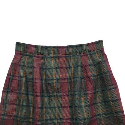 Austin Reed Vintage 80's Red & Green Check Straight Skirt Women's UK 10-12 W28