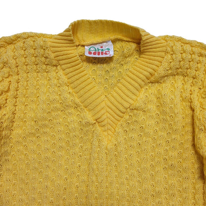Atis 80s Vintage Yellow V-Neck Jumper Uk Women's Size Small