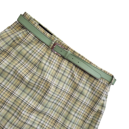 Straven Vintage 80's Green Checked Midi Skirt Womens UK Size 14 W32