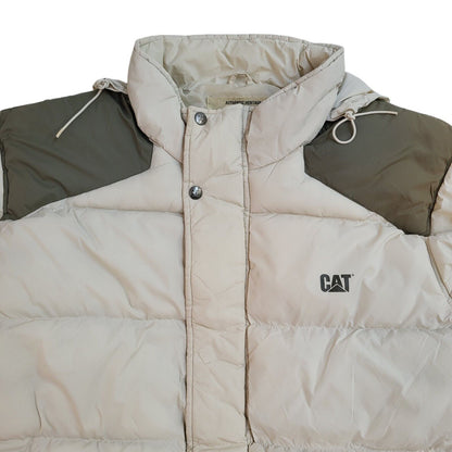CAT 90s Vintage Cream Zip & Snap Quilted Jacket Uk Men's Size XXL