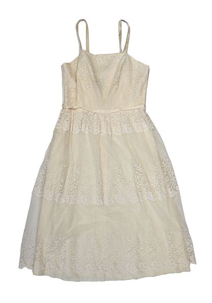 Berkertex 70s Vintage Cream 2 Piece Lace Dress & Jacket Women's Size 16