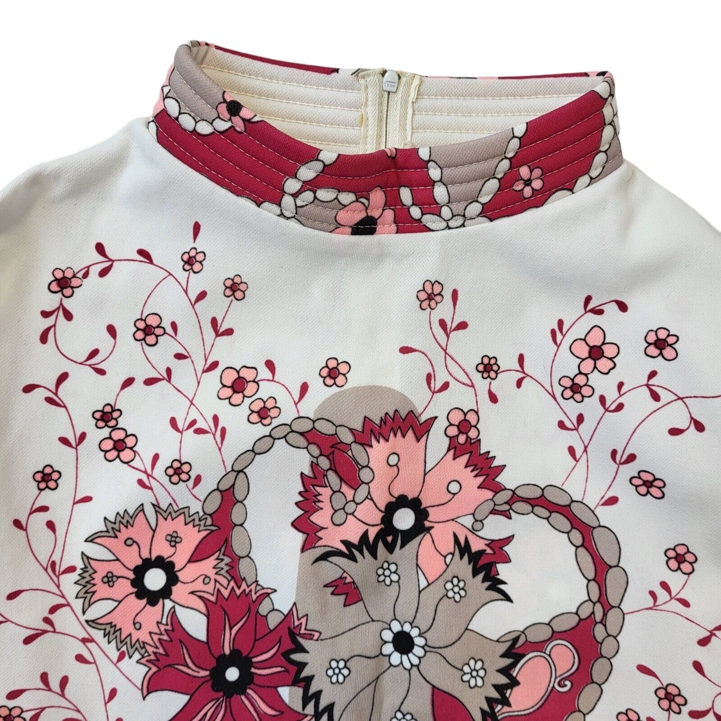 Slic-Wear Vintage 60's Pink & White Floral Mini Dress Womens UK 8 EU 36