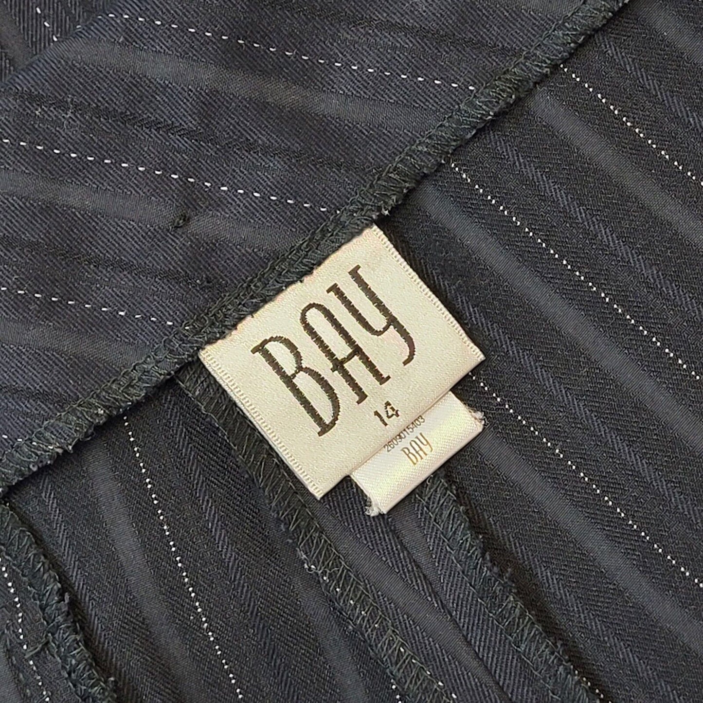Bay Black Y2K Vintage Striped Bootcut Trousers Women's Size 14 W32 L31
