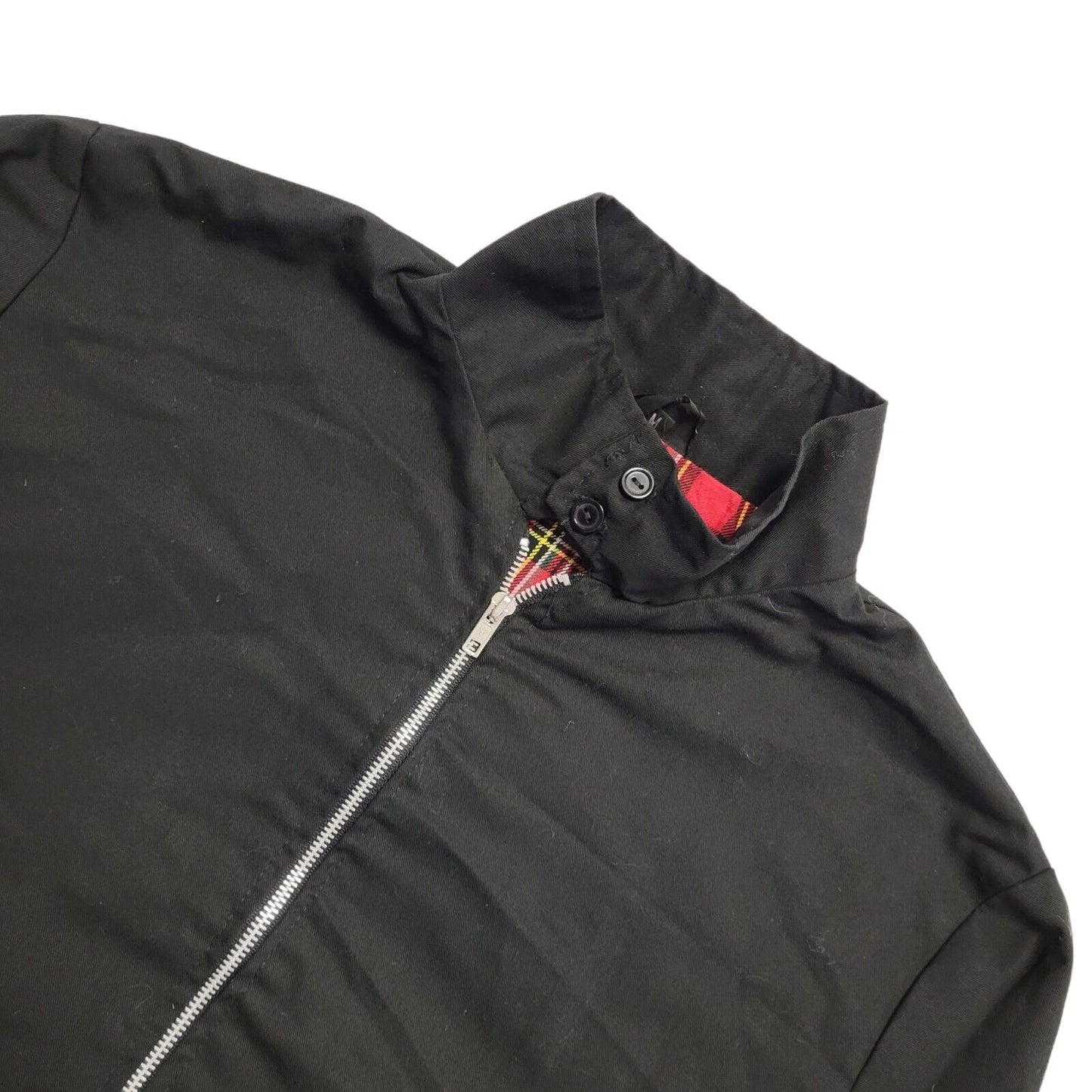 Vintage Tartan Lined Black Zip Up Bomber Jacket Men's Size Medium
