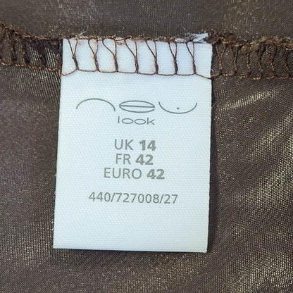New Look Vintage 90s Brown Dress Uk Women's Size 14
