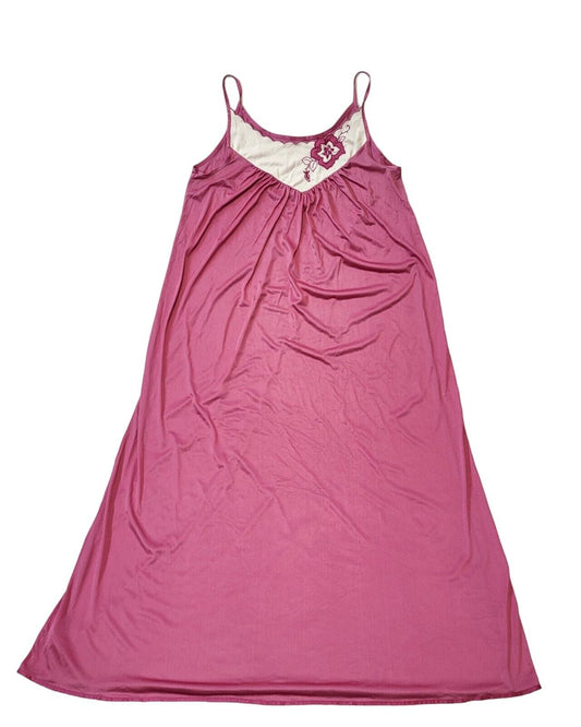 St Michael M&S 80's Vintage Pink & White Night Dress Womens UK XS EU 6