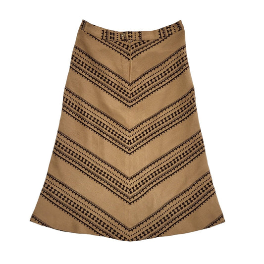 Vintage 90's Brown A-Line Midi Skirt Womens UK Size 14 W32