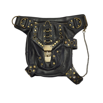Vintage Black Leather Backpack Bag Uk Women's Size  7" x 8"
